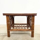 Square Coffee Table in Rattan & Bamboo – Removable Top