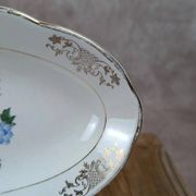 Antique oval plate Kg Lunéville – bird & golden flower decoration
