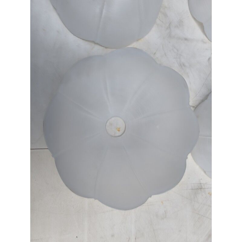 Set of 9 vintage white opaline glass pendants