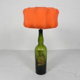 Wine bottle table lamp with fabric shade, 1970s