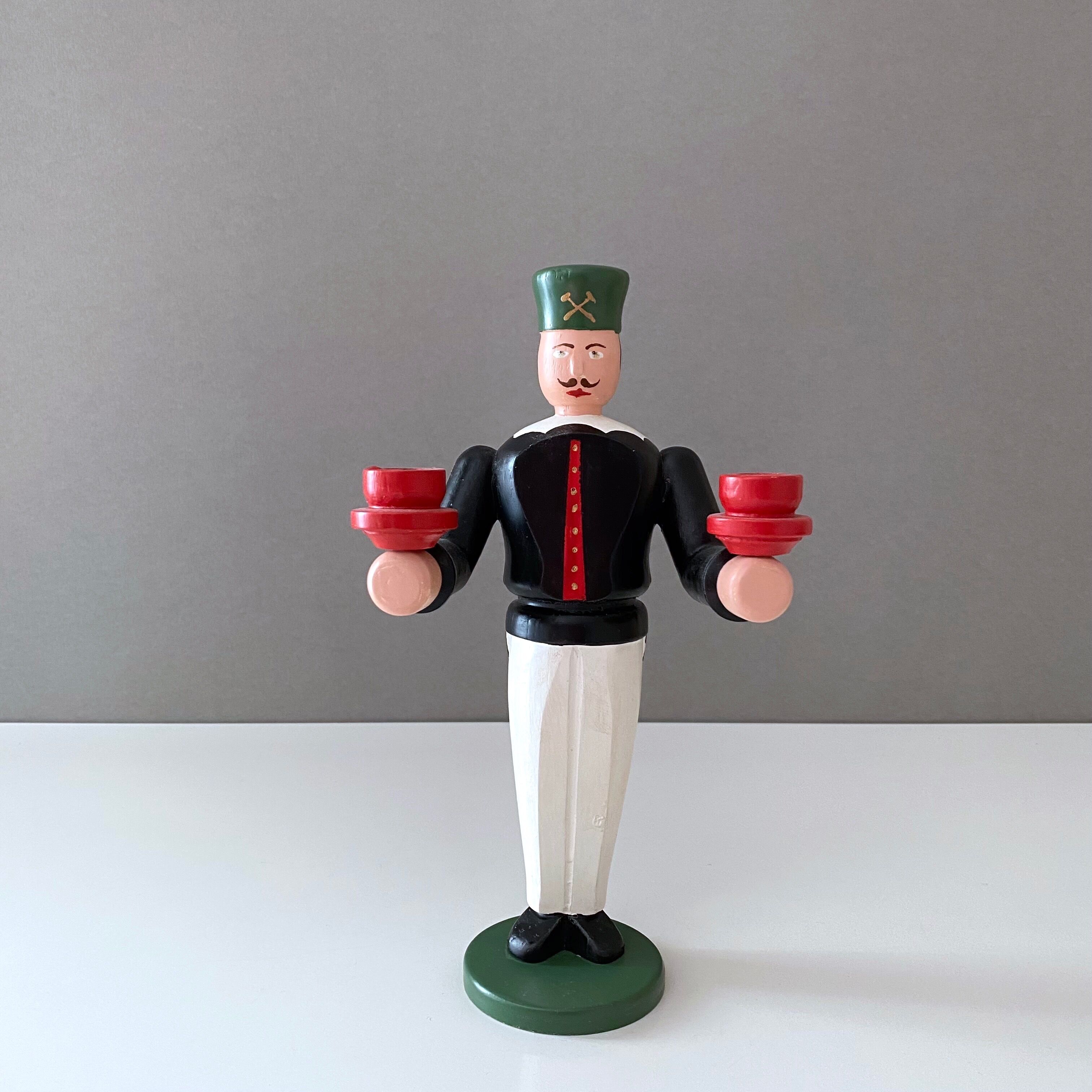 Wooden miner from the Erzgebirge, candle holder, vintage decoration, Christmas