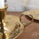 Pair of brass cellar rat candlesticks
