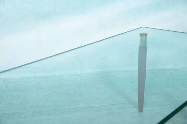 Table basse vintage verre teck laiton, table basse midmod