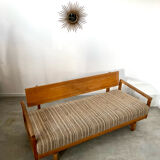 Old wooden sofa vintage brutalist design 60s
