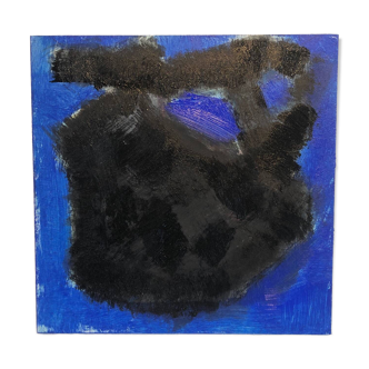Tableau abstrait bleu noir