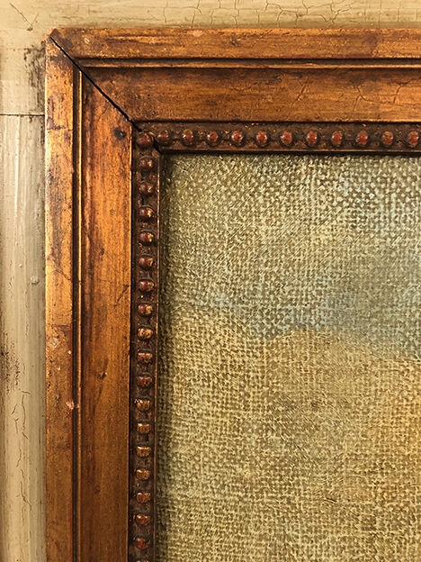 Trumeau in green lacquered wood, gold rechampi Louis XVI style, Nineteenth