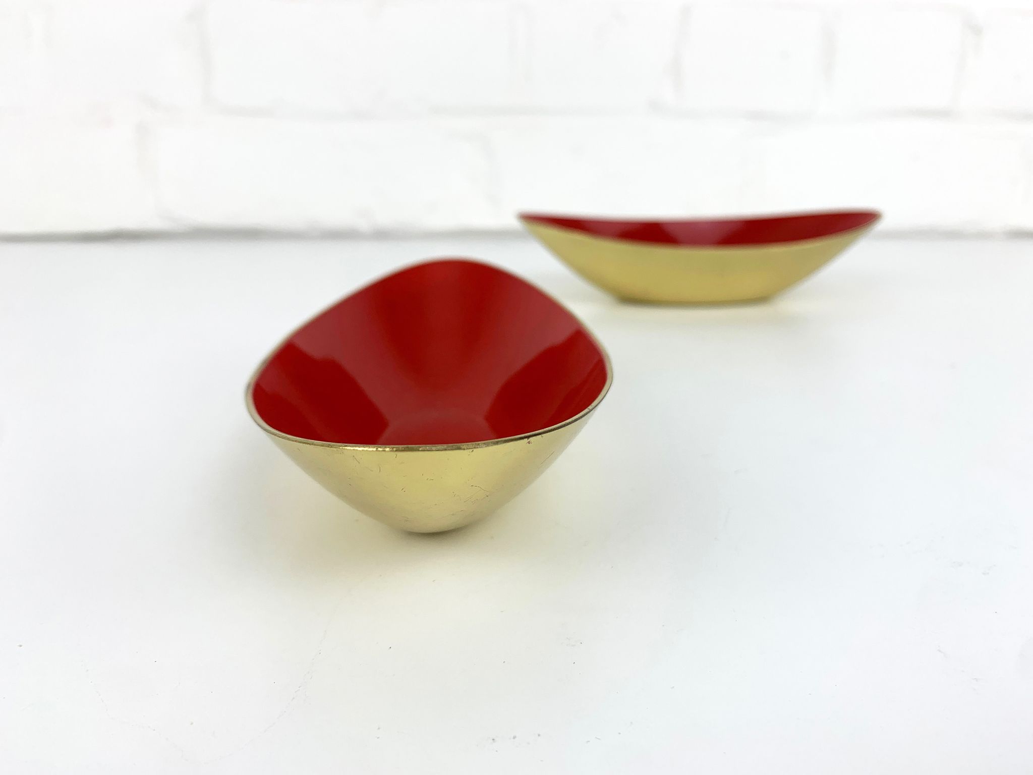 Pair of Scandinavian brass cups or bowls Ystad Metall, design Gunnar Ander, Sweden