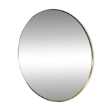 XL round mirror 90cm diameter with brass surround