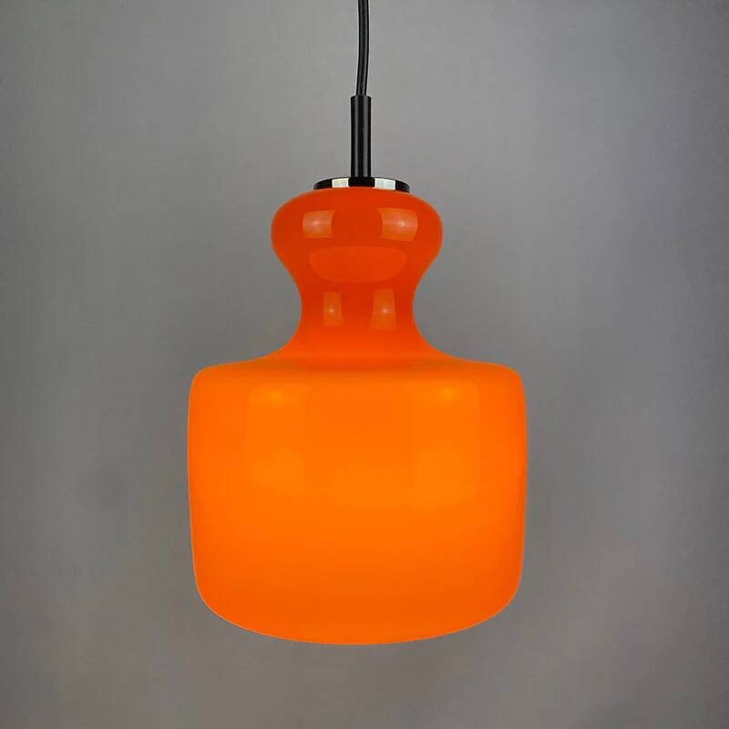 Bright orange glass pendant by Peill and Putzler 1960