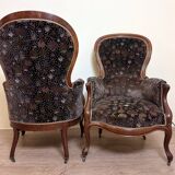 Pair Of Louis XV Style Bergères In Walnut Circa 1850