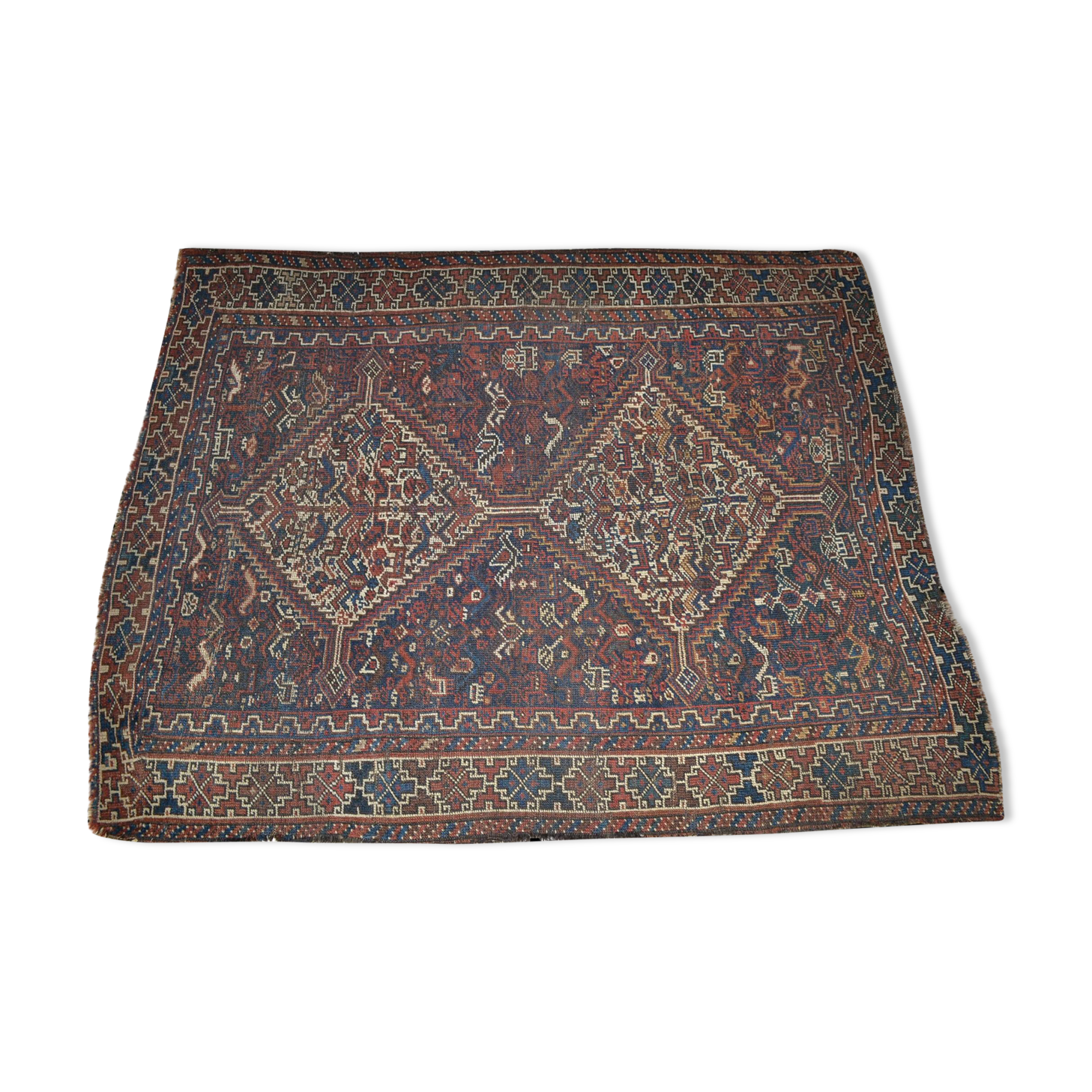 RUG SHIRAZ, 111 x 139 cm, tribes nomads Khamseh, Iran end XIX th century