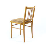Chaises de salle à manger du milieu du siècle en chêne et tissu, tonne tchécoslovaquie, ensemble de 4