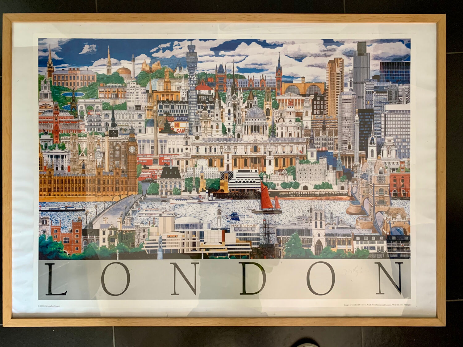 London framed poster by Christopher Rogers 1994