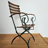 Chair for winter garden or veranda, early 20th, teak and wrought iron