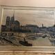 Old painting on canvas buffet 56 Notre Dame Paris + vintage wooden frame