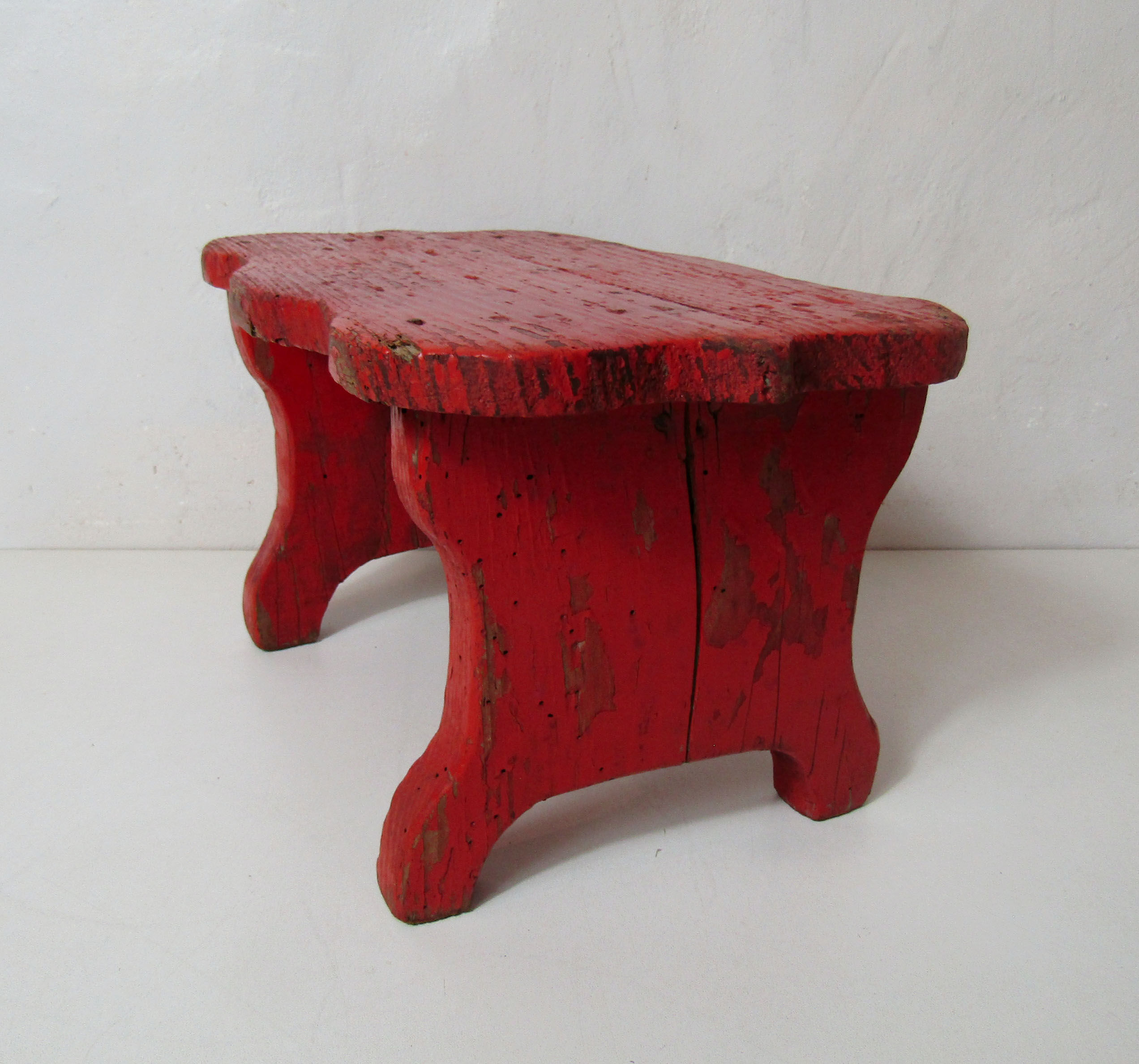 Old wooden bench red vintage vermilion