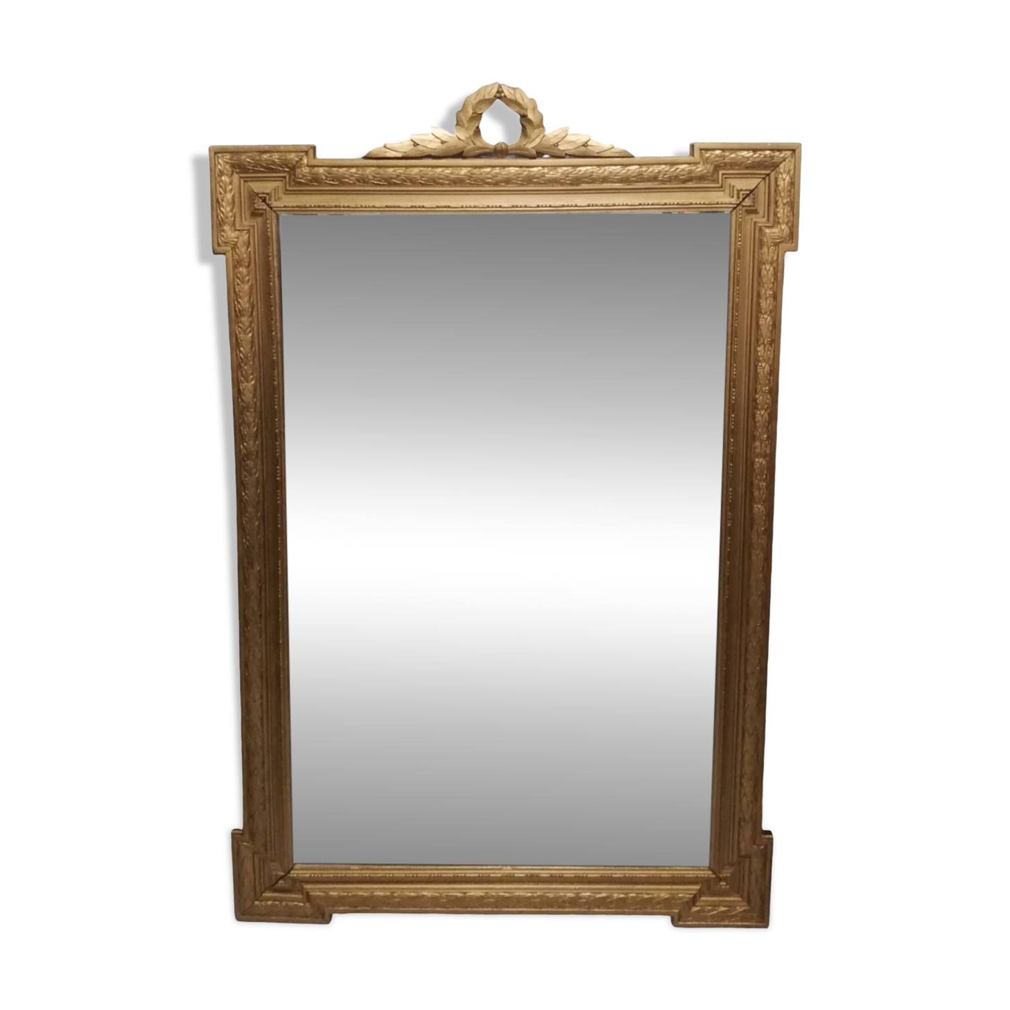 Carved wooden pediment mirror