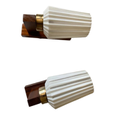 Pair of Scandinavian sconces in brass and opaline teak