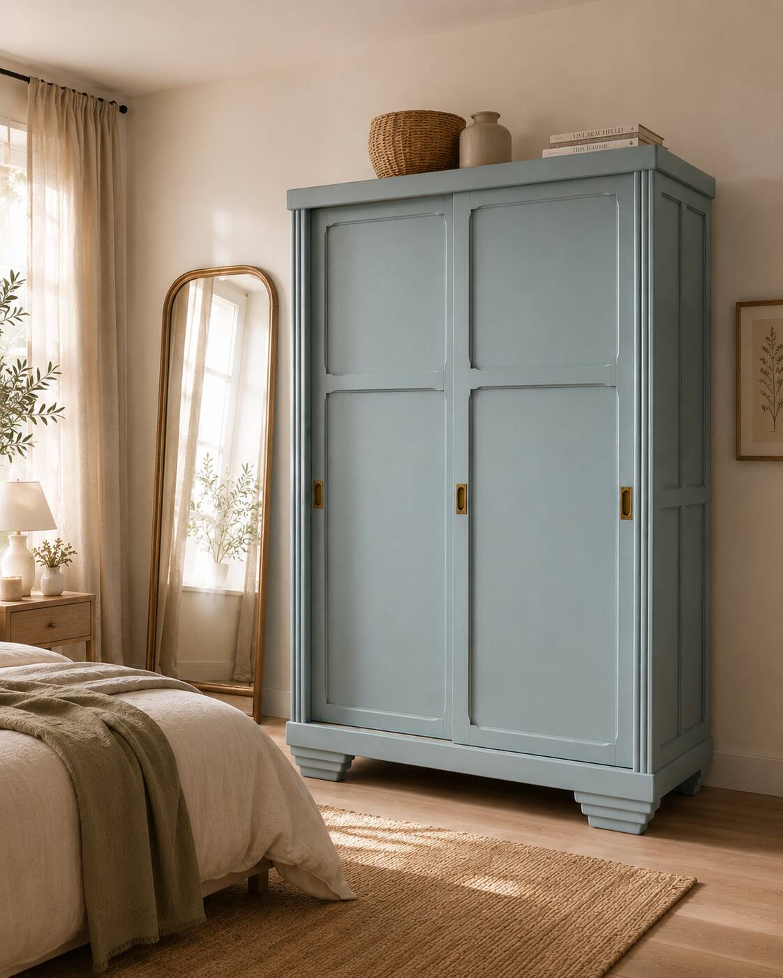 Parisian Art Deco wardrobe with sliding doors.