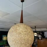 Large resin and teak chandelier from the 60s