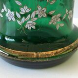 Unusual Large Vase/Candle Holder, Thick Glass, Fir Green, Decorative Carafe/Pitcher