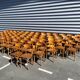 Lot of 60 wooden bistro chairs from the Baumann 1970s