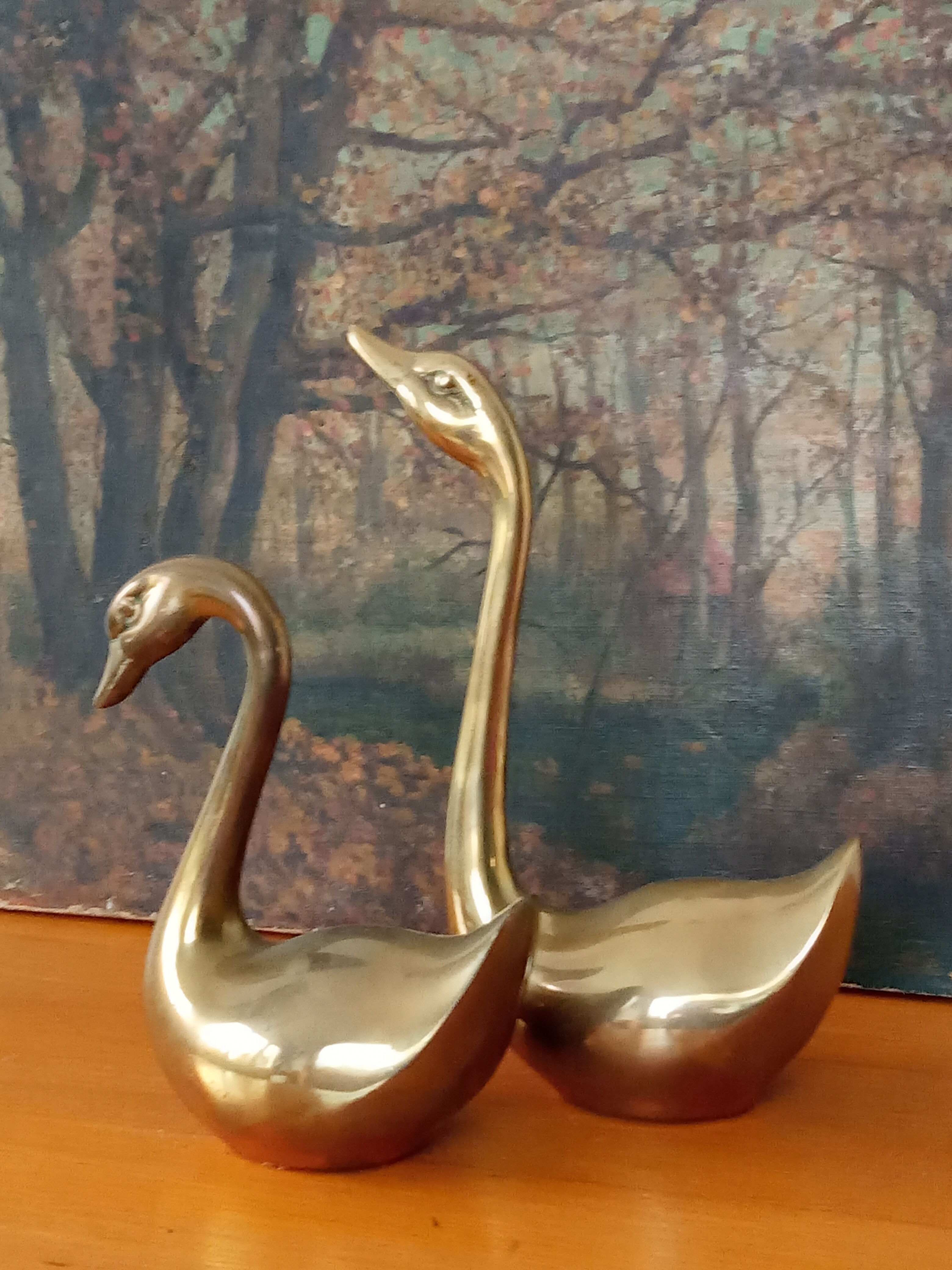 Paire de cygnes en laiton