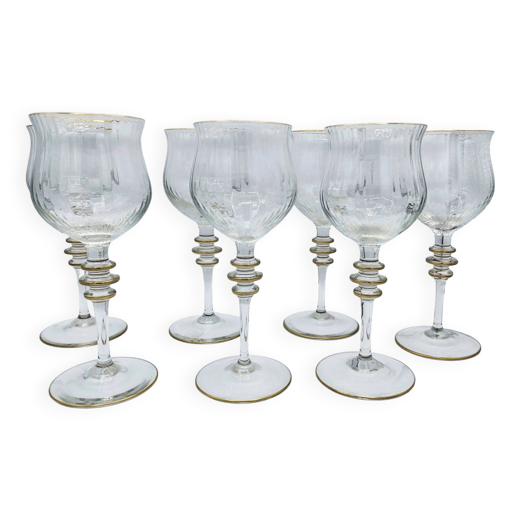 Set of 7 Galo crystal wine glasses