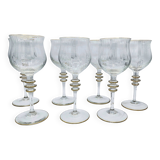Set of 7 Galo crystal wine glasses