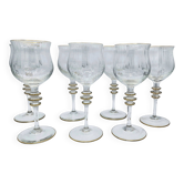 Set of 7 Galo crystal wine glasses