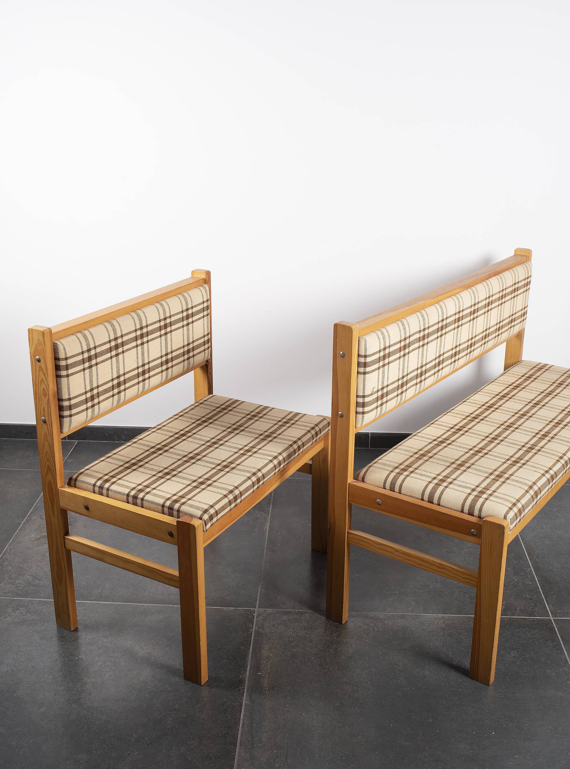 Pair of benches, corner benches, vintage