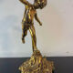 Antique lamp, gilded bronze, cherub, engraved glass globe, Mathieu lighting.