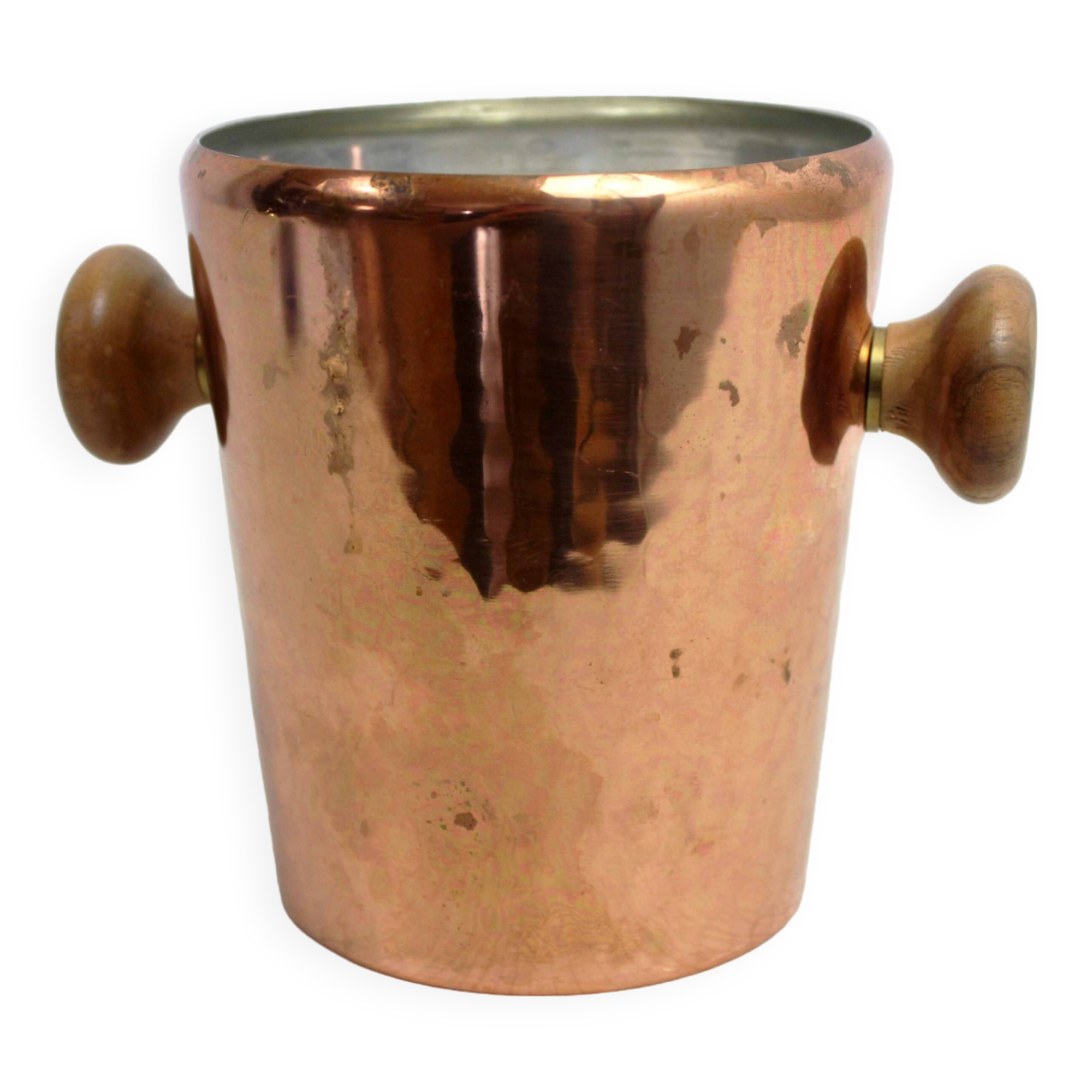 Small copper and teak ice bucket
