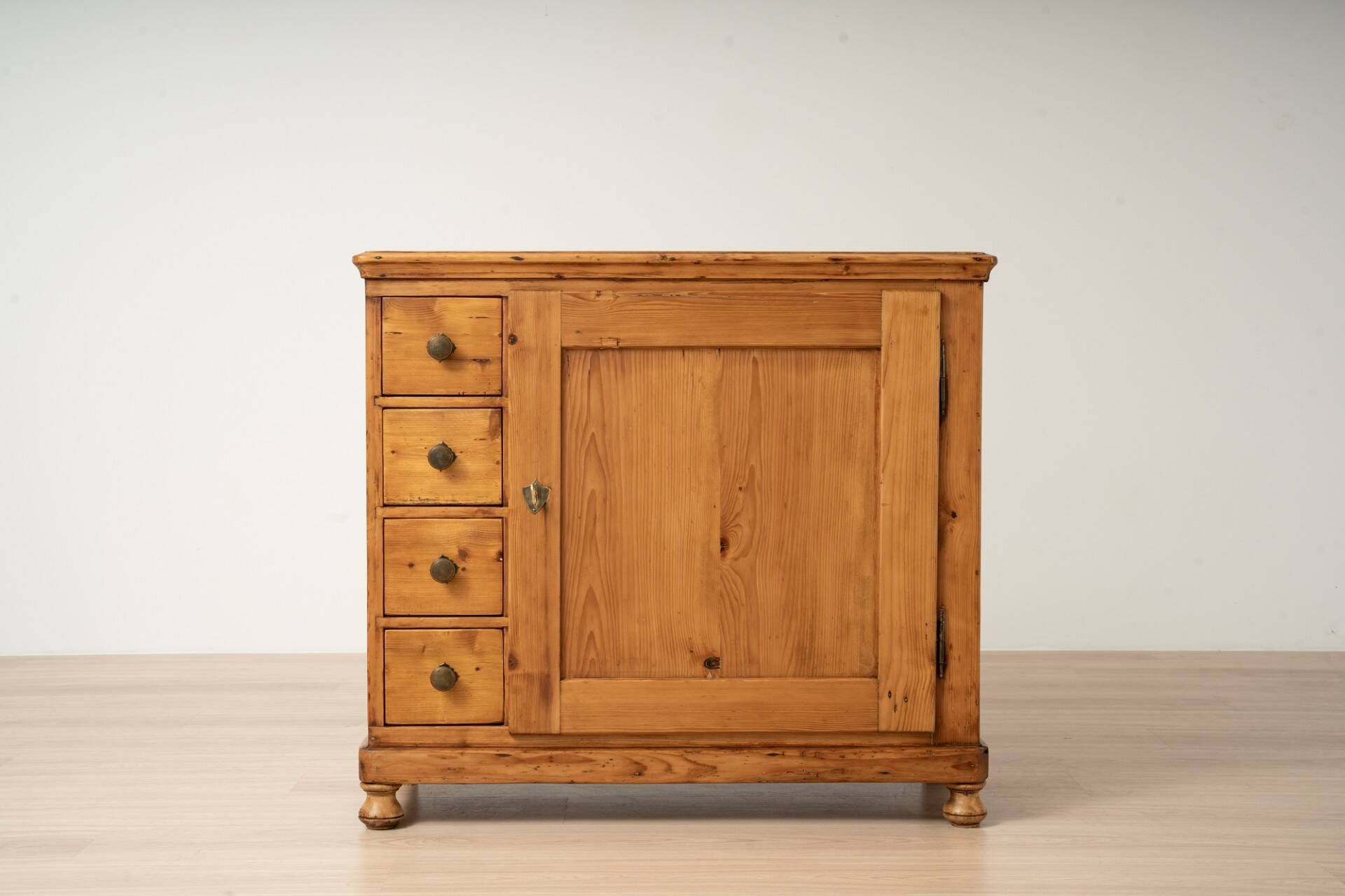 Antique Pine Biedermeier Cabinet with Four Drawers