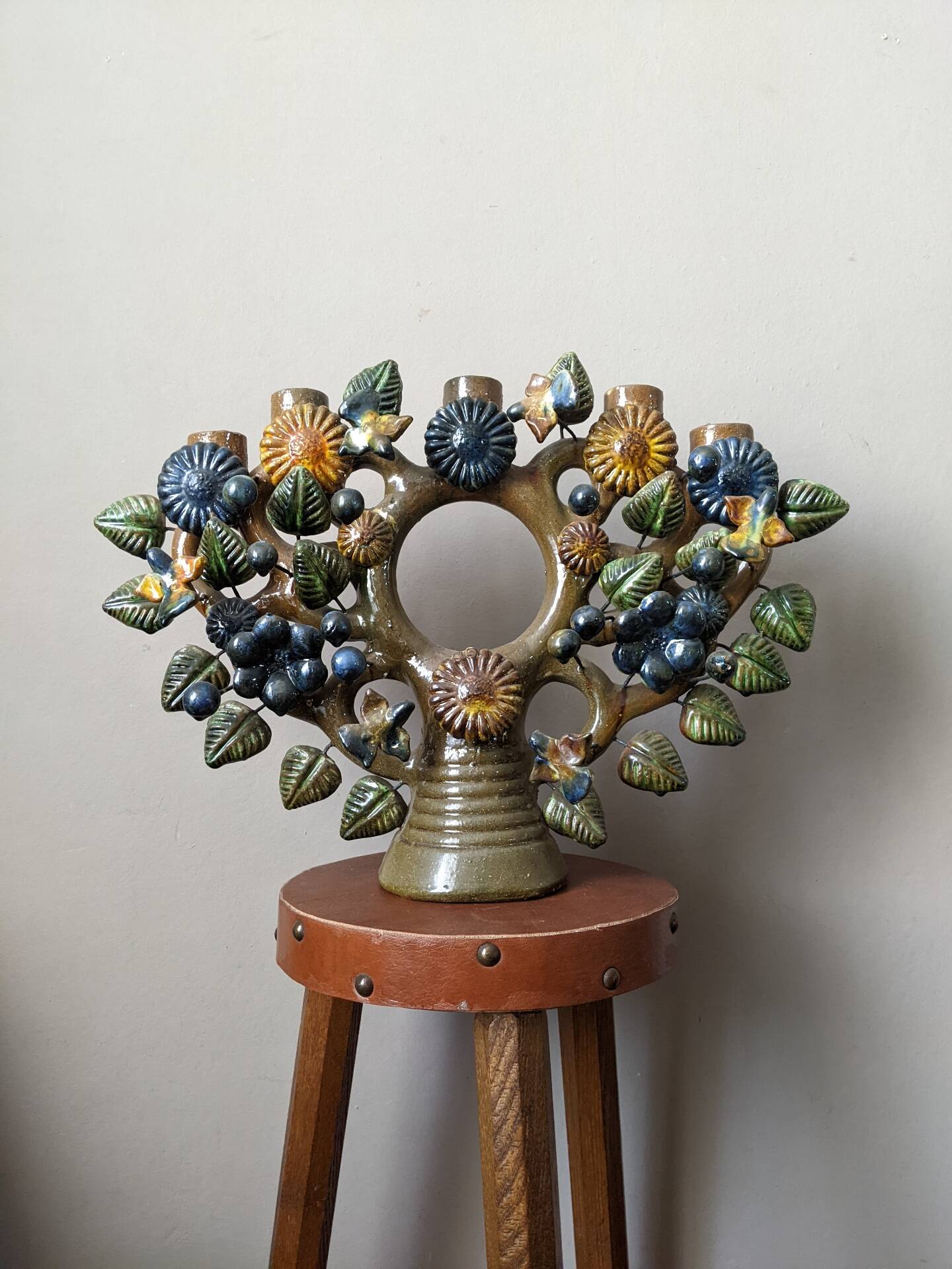 Artisanal chandelier tree of life Mexico in ceramic