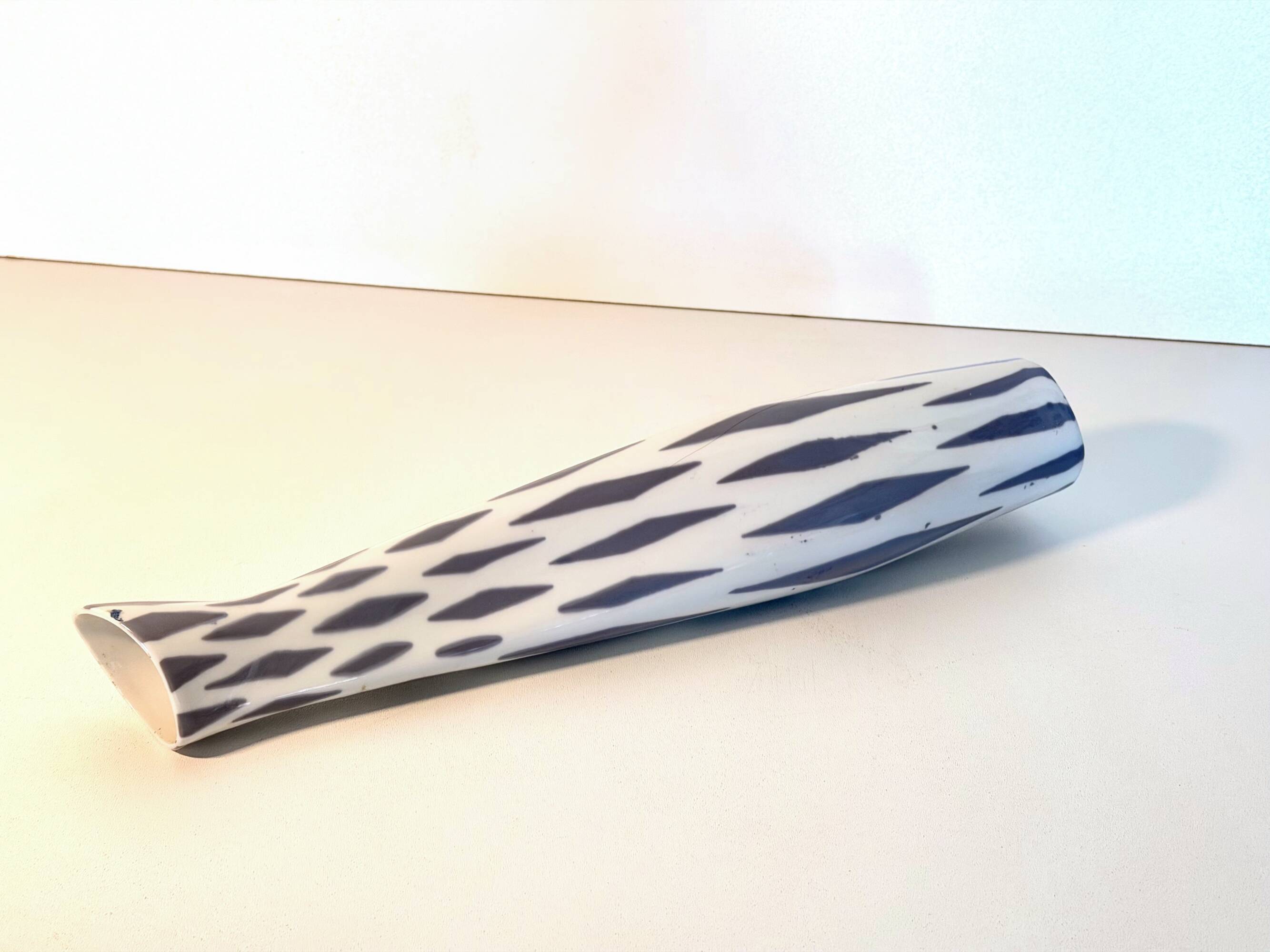 White and Blue Porcelain Vase by Jindřich Marek for Royal Dux, Czech Republ