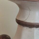 Large pagoda lamp painted with floral patterns and metal shade.