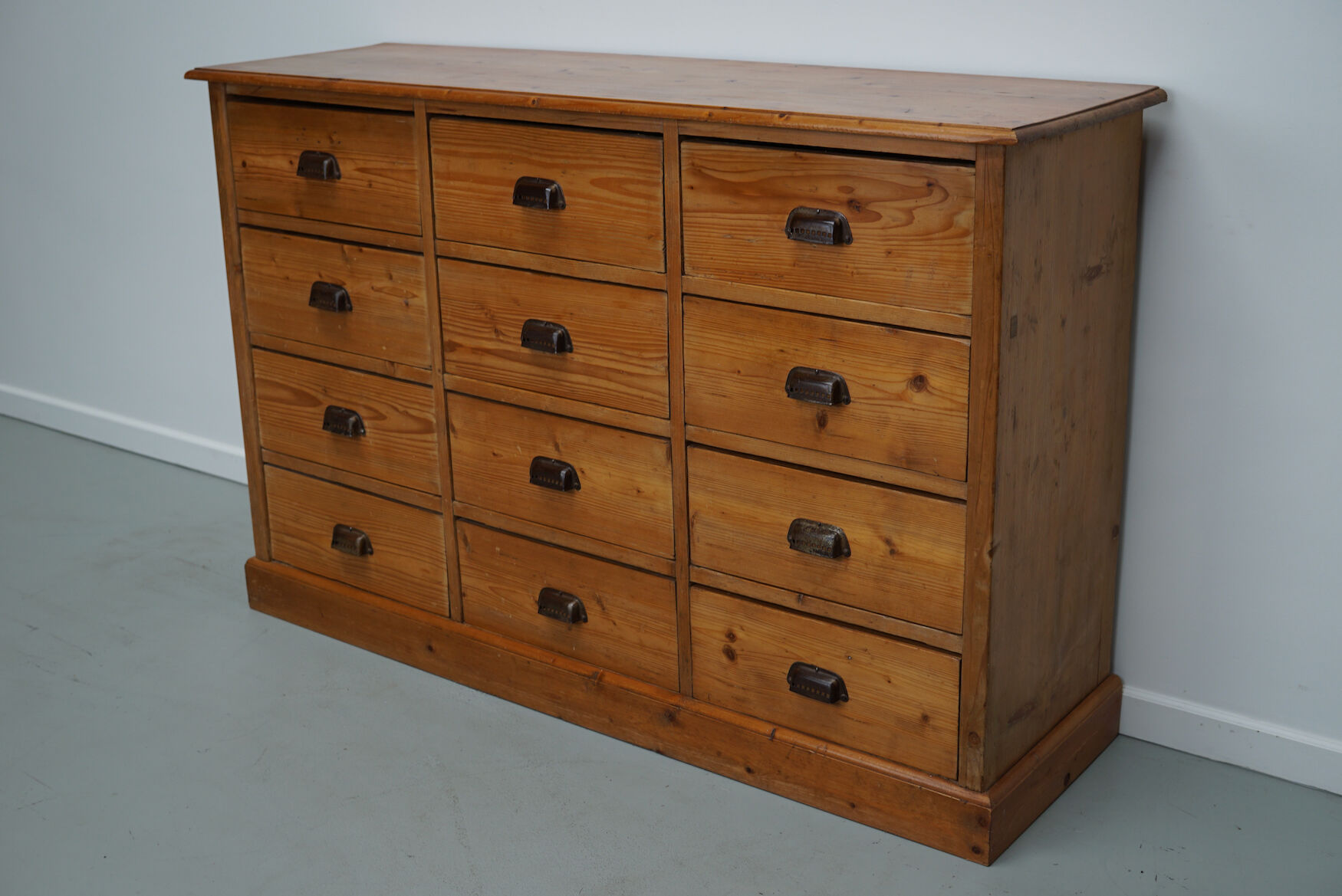 German Pine Apothecary Cabinet or Bank of Drawers, ca 1930s