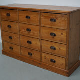 German Pine Apothecary Cabinet or Bank of Drawers, ca 1930s