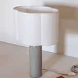 Stoneware lamp and ecru linen lampshade
