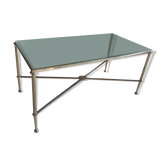 Table basse en laiton et verre vintage