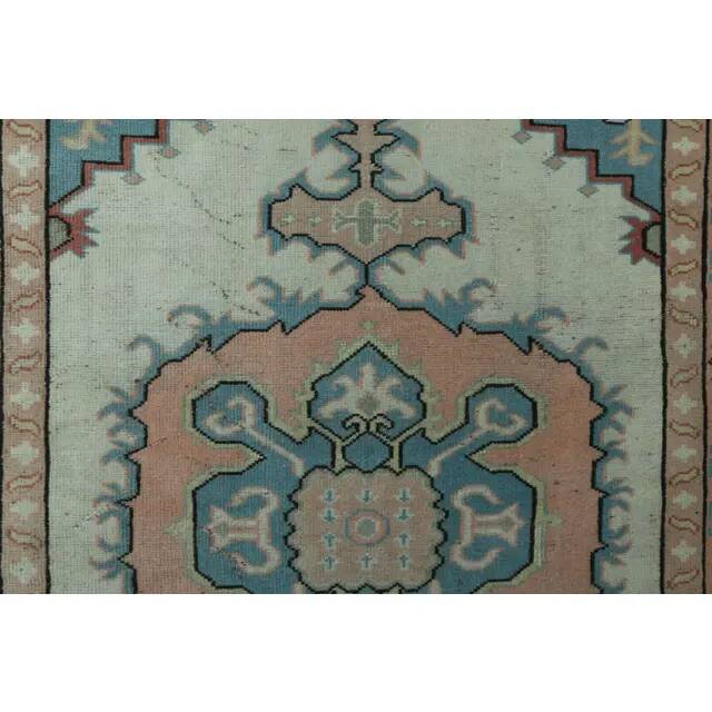 1970s Vintage Turkish Oushak Handmade Wool Cotton Orange Area Rug 160x227