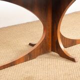 Oval coffee table in Carrara marble and rosewood, Hugues Poignant 1960