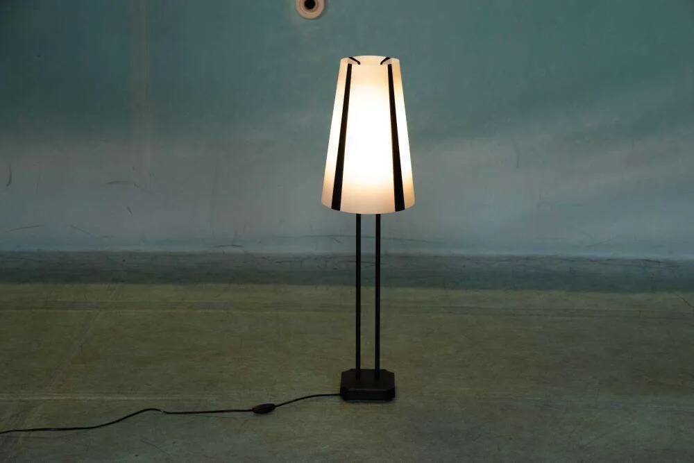 1980s IKEA floor lamp, Memphis Vistofta medium table lamp.