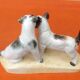 Zoomorphic sculpture cracked ceramic fox terrier dogs