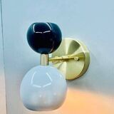 Italian Diablo Ball Wall Sconces in Polished Brass: Black & White Dual Lights