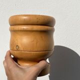 Small solid wood pot cache / vintage ethnic vase