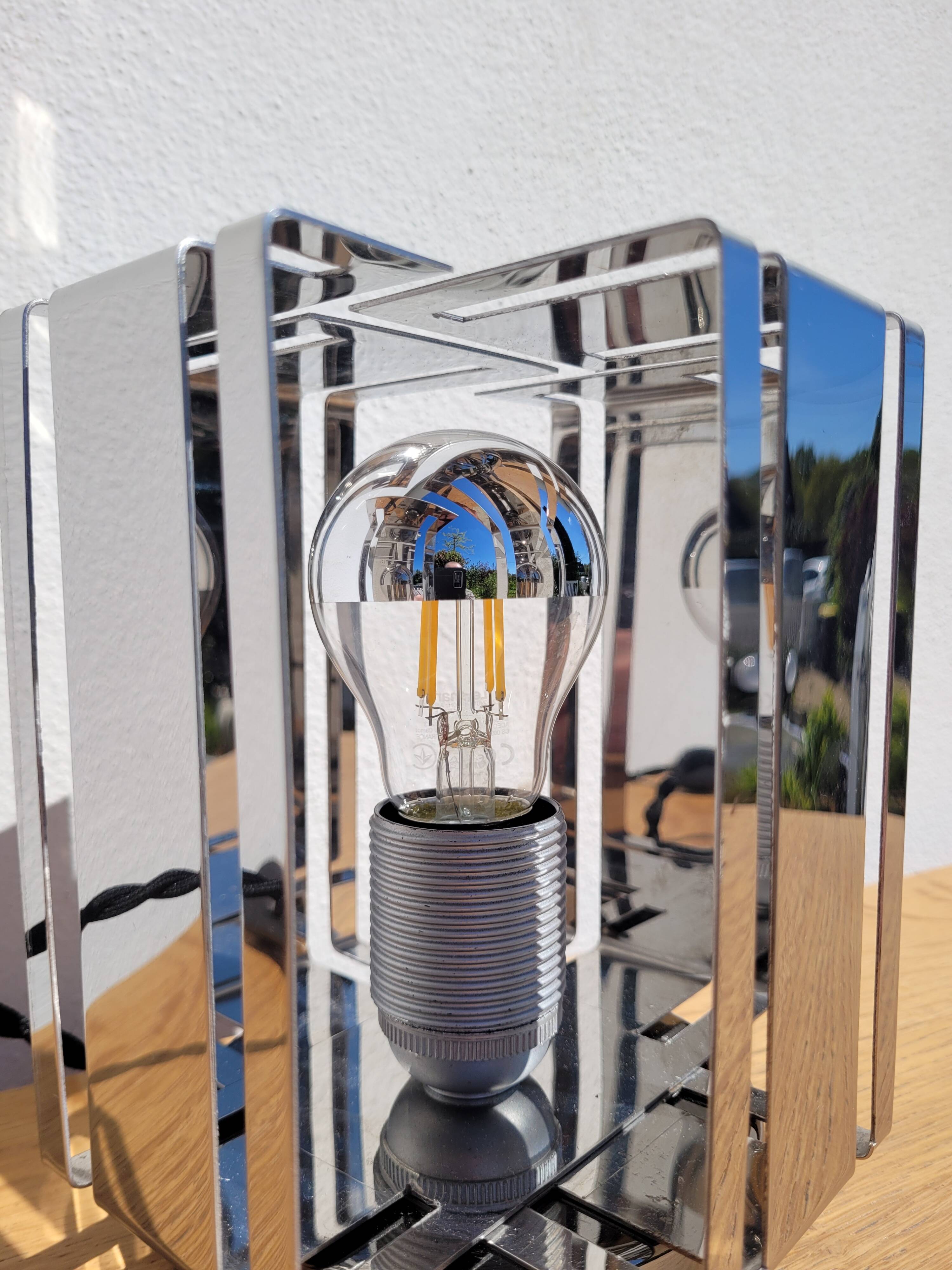 Vintage geometric chrome lamp 1970