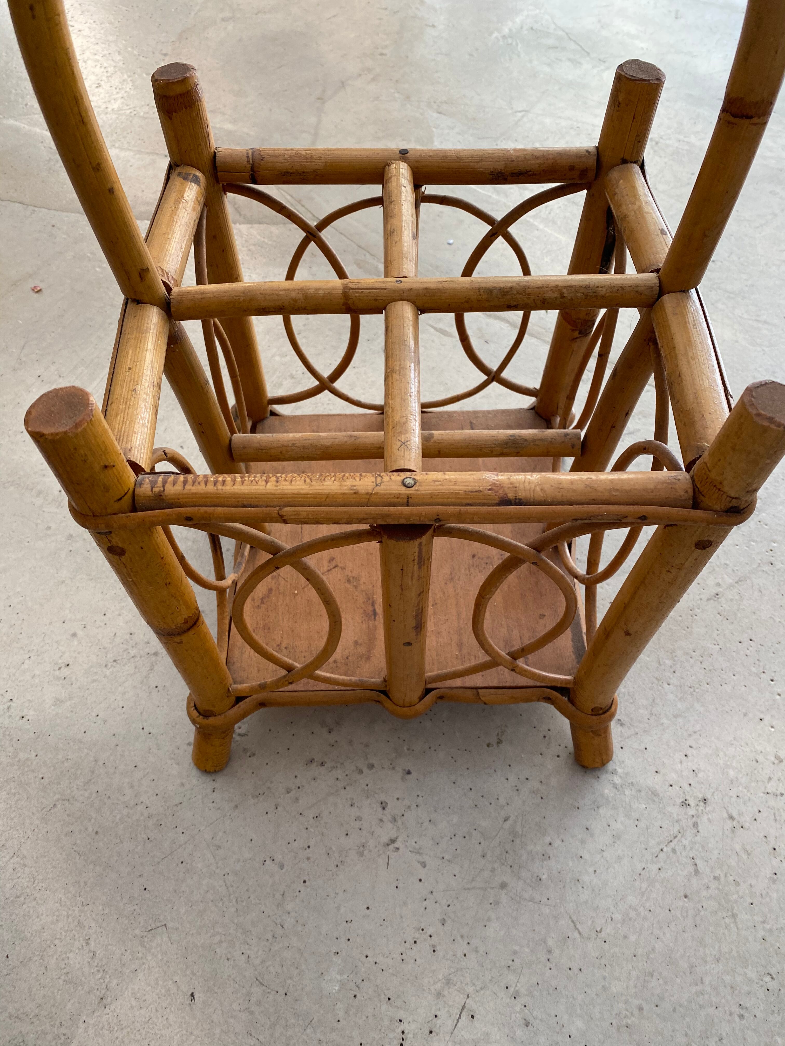 Rattan and bamboo bottle holder