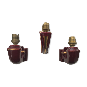 Three ancient red ceramic wall light Year 50